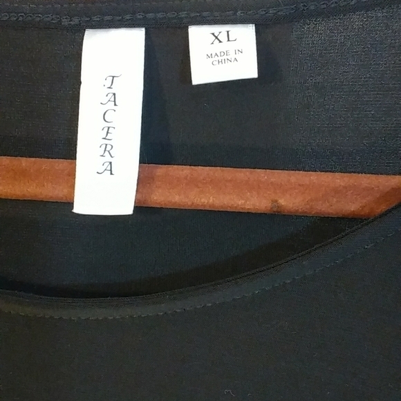 TACERA Black Loose Fitting Dress Size XL Embroidered Red Rose Ruffled Sleeves - Picture 4 of 10